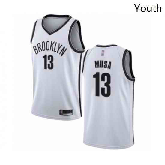 Youth Brooklyn Nets 13 Dzanan Musa Swingman White Basketball Jersey Association Edition
